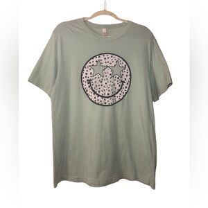 Bella Canvas Light Green Starry Smiley Tee